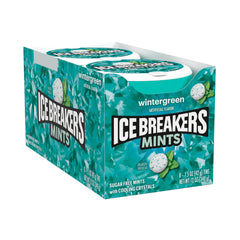 Ice Breakers close-up de pastillas y cristales mostrando textura refrescante