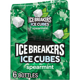 Ice Breakers frasco frontal mostrando etiqueta y chicles, conveniencia inmediata
