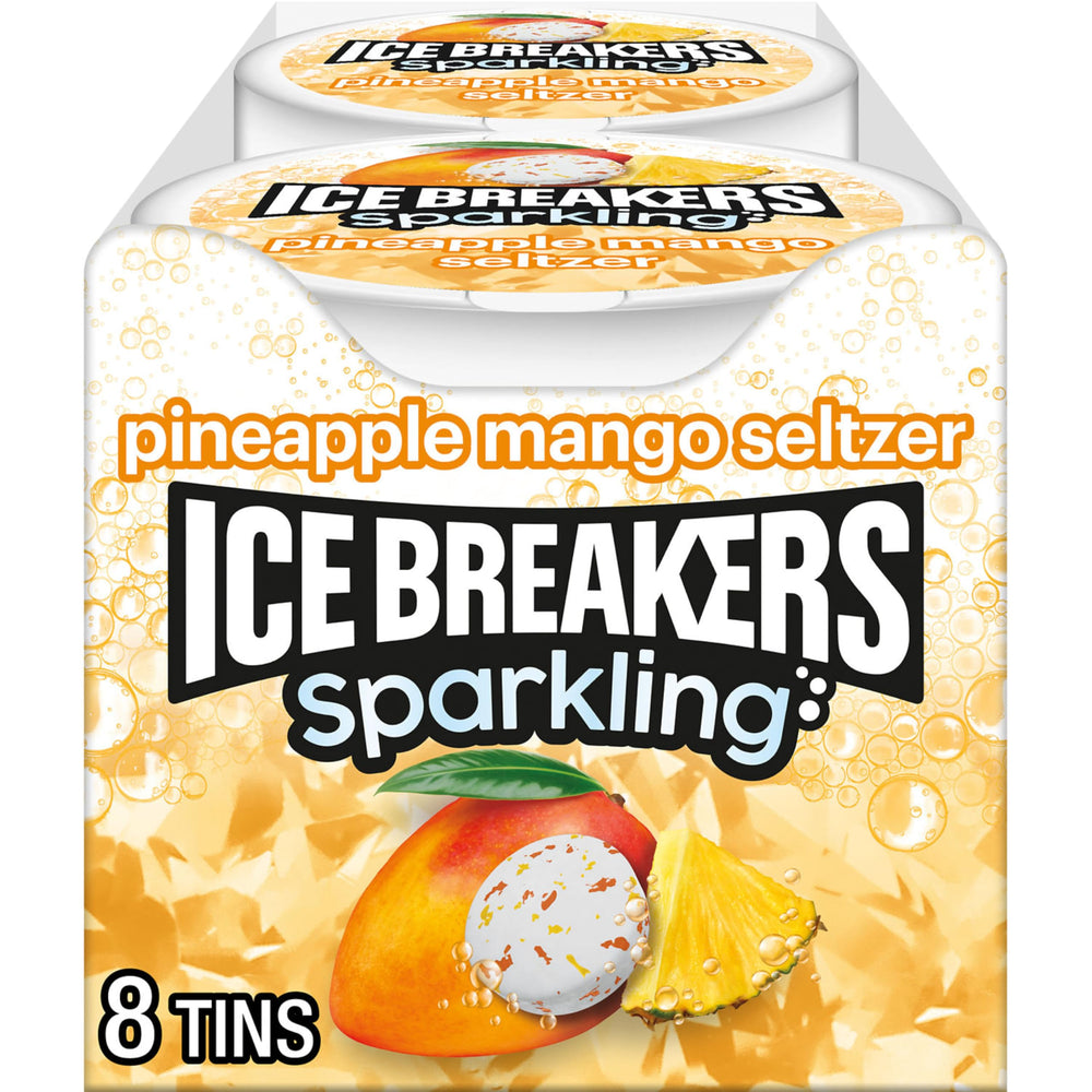 Ice Breakers lata frente con sabor piña mango refresca aliento instantáneamente
