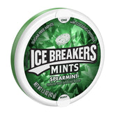 Ice Breakers imagen frontal del envase y pucks mostrando marca y conveniencia