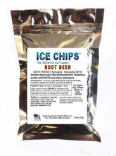 ICE CHIPS bolsa frontal Root Beer mostrando diseño y cantidad