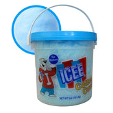 ICEE cubo frontal azul-frambuesa mostrando diseño y asa para llevar