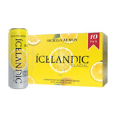 Icelandic Glacial lata de 330 mL vista frontal con etiqueta de limón que destaca frescura