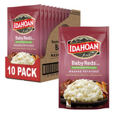 Idahoan paquete frontal Baby Reds mostrando sabor ajo y parmesano y conveniencia