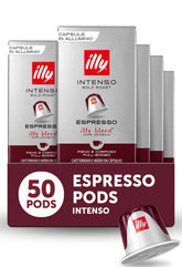 illy embalaje frontal mostrando 5 paquetes, conveniencia y frescura