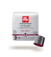 illy paquete frontal mostrando 18 cápsulas y diseño, seguridad y conveniencia