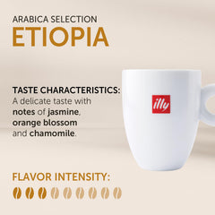 illy primer plano de granos de Etiopía resaltando textura aromática