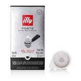 illy empaque frontal mostrando 18 monodosis, conveniencia y calidad