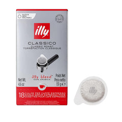 illy caja frontal de 18 monodosis mostrando diseño y conveniencia