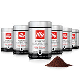 illy lata frontal Forte molido mostrando diseño y conveniencia