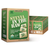 IN THE RAW paquete frontal mostrando 40 sobres orgánico y beneficios prácticos
