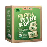 IN THE RAW frente de la caja mostrando 300 sobres orgánicos y conveniencia