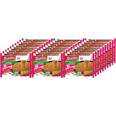Indomie empaque frontal Pack de 30, muestra la certificación Halal y serve para ahorro
