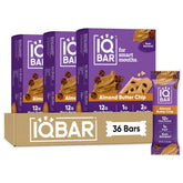 IQBAR empaque frontal muestra sabor Almond Butter Chip y conveniencia