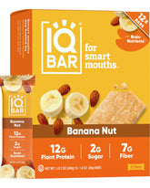 IQBAR empaque frontal Banana Nut, visual atractivo y garantía de ingredientes limpios