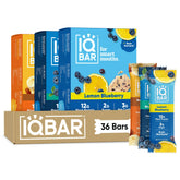 IQBAR empaque frontal variedad frutal con etiqueta limpia y beneficios