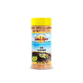 Island Spice JERK Seasoning frasco frontal muestra fácil identificación y sabor listo