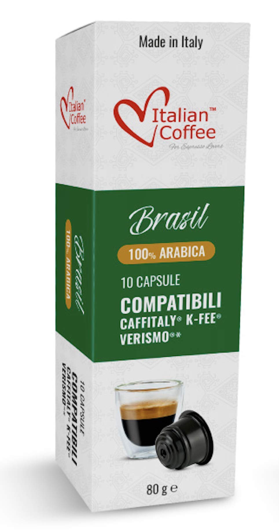 Italian Coffee For Espresso Lovers paquete frontal muestra 80 cápsulas y conveniencia