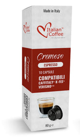 Italian Coffee For Espresso Lovers paquete frente mostrando 80 cápsulas y conveniencia