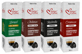 Italian Coffee For Espresso Lovers frente del paquete con 40 cápsulas, variedad y conveniencia