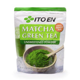 ITO EN envase frontal del matcha mostrando la etiqueta y tamaño práctico