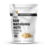 It's Just empaque frontal de macadamias 24 oz mostrando presentación clara y natural