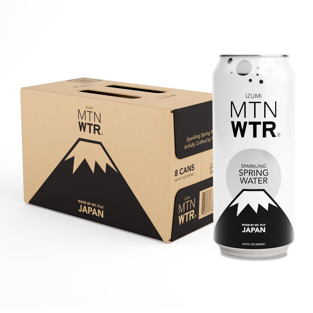 IZUMI MTN WTR lata frontal mostrando presentación reciclable
