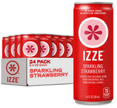 IZZE lata frente mostrando diseño y sabor fresa, atractivo visual