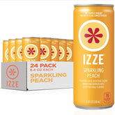 IZZE lata frontal de durazno mostrando diseño y facilidad de consumo