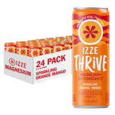 IZZE lata frontal con naranja mango mostrando diseño y beneficio refrescante