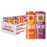 IZZE Thrive pack frontal mostrando 24 latas y beneficio conveniencia