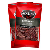 Jack Link's empaque frontal Peppered mostrando tamaño y marca, ideal para viajes