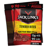 Jack Link's frente del paquete teriyaki mostrando tamaño portátil
