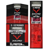 Jack Link's frente del paquete mostrando diseño y cantidad 12-pack