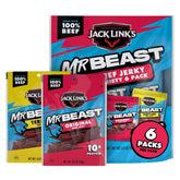 Jack Link's MrBeast vista frontal del pack mostrando seis bolsas, práctico