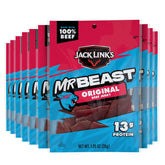 Jack Link's MrBeast paquete frontal mostrando diseño y beneficio de porciones listas