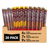 jack links vista frontal del pack mostrando cantidad y variedades, práctico para compartir