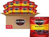 Jack Link's frontal del empaque multipack mostrando 20 bolsitas, práctico para almacenamiento