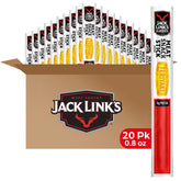 Jack Link's paquete frontal mostrando 20 sticks teriyaki, fácil almacenamiento