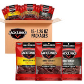 Jack Link's frente del paquete con 15 bolsitas, conveniencia visible