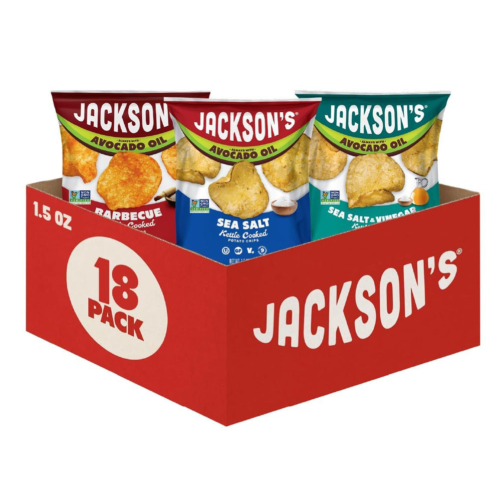 Jackson's vista frontal del paquete que destaca la marca y conveniencia