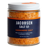 Jacobsen Salt Co. paquete frontal mostrando sal habanero, presentación atractiva