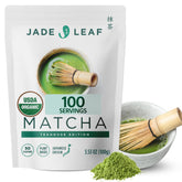 Jade Leaf frente del empaque resellable de 100 g mostrando marca y diseño, mantiene frescura
