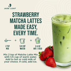 Jade Leaf Matcha latte con hielo en vaso alto, refrescante y listo para verano