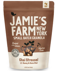 Jamie’s Farm paquete frontal mostrando diseño y peso, beneficio: reconocimiento de calidad