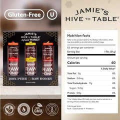 Jamie’s Hive to Table etiqueta y detalle del envase que destaca ingredientes naturales