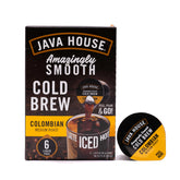 Java House empaque frontal mostrando pods y beneficios de viaje