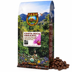 Java Planet empaque frontal mostrando sello orgánico y beneficio de pureza