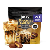 Javvy envase frontal Chocolate Peanut Butter mostrando diseño y porciones