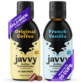 Javvy frente del pack mostrando botellas y variedad original y vainilla